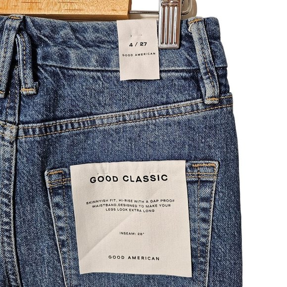 Good American Good Classic Raw Hem Medium Wash Women's 0/25 - Picture 10 of 14